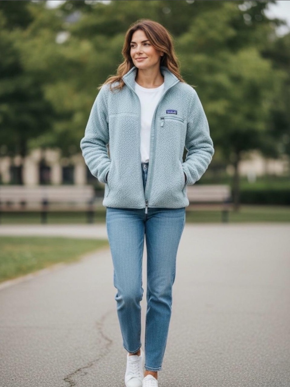 Patagonia Women's Pale Blue Teddy Fleece Jacket